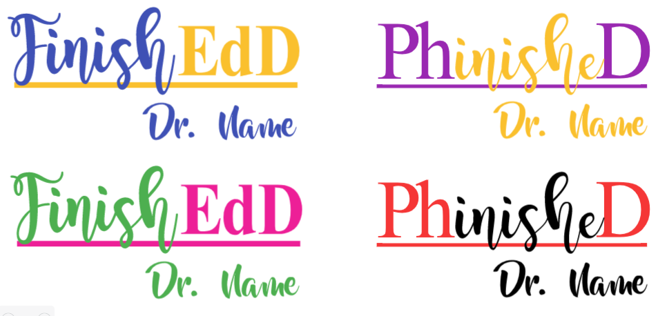 PhD PhinisheD - SCRIPT, WHITE  crew neck or women's vneck shirt